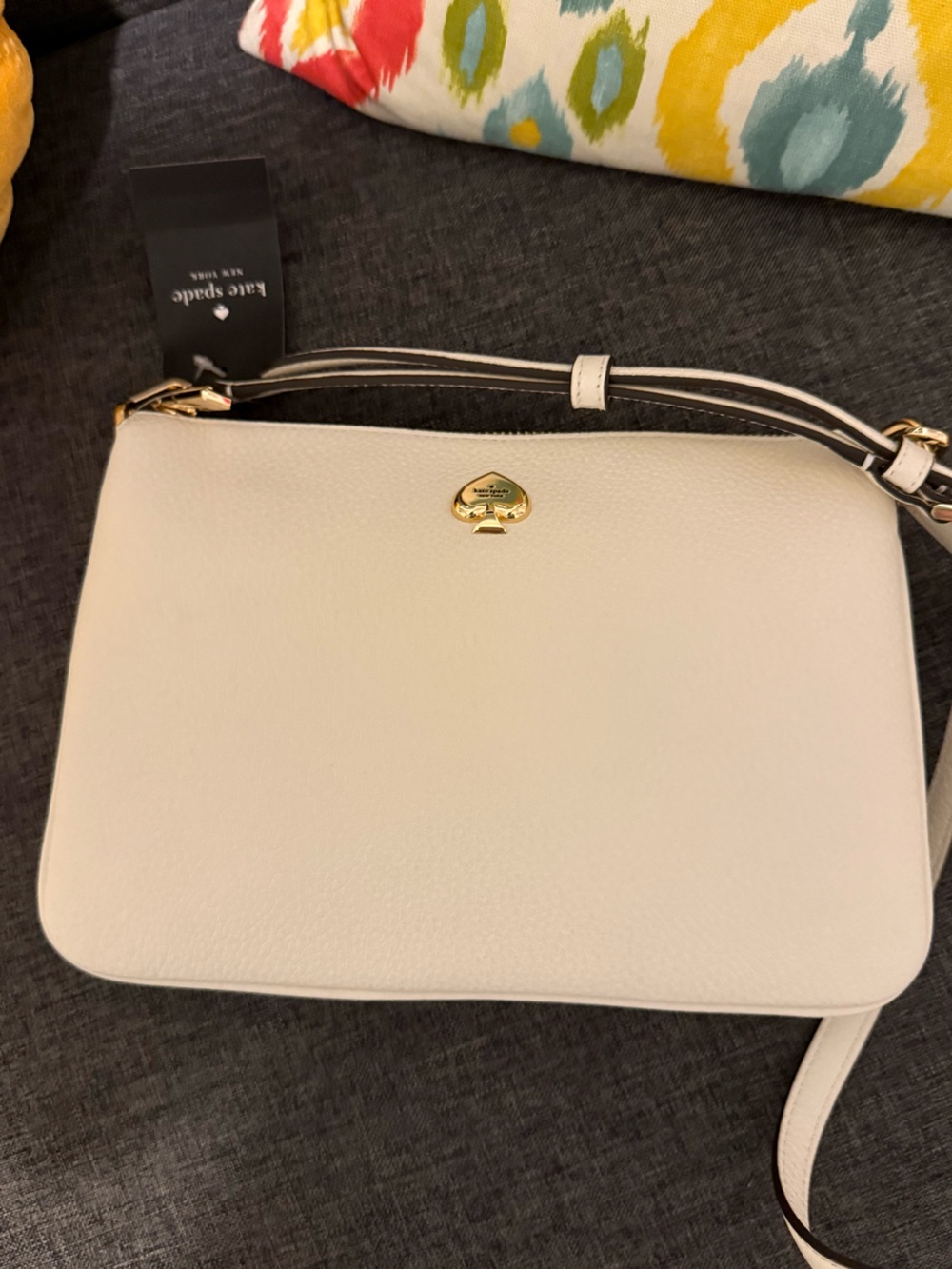 kate spade Kayla triple crossbody Cream white Leather with Gold Accent NWT